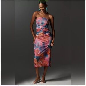 Anthropologie Strapless Multicolor Dress